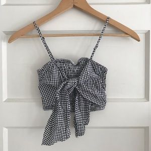 AE Gingham Tie Front Top